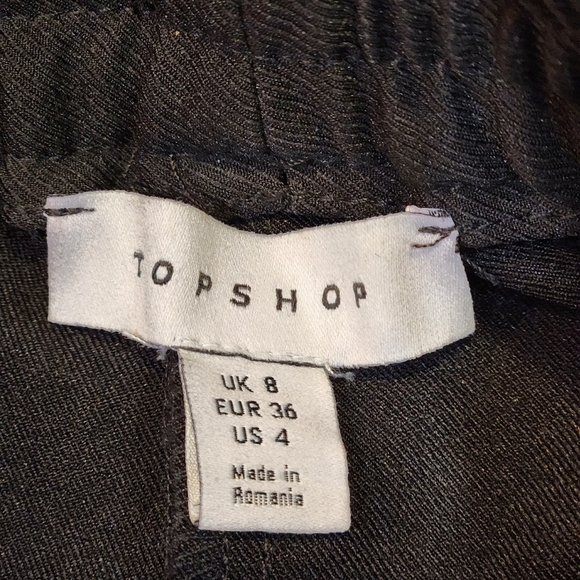 Top Shop Black Elastic Waist Pull Up Wide Leg Pants Size 4 - Picture 5 of 7